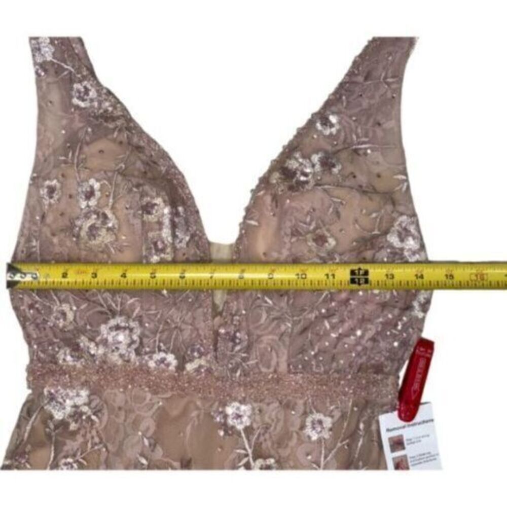 Mac Duggal 67481 Floral Embellished Plunge Neck Gown Size 4 Rose Pink - Picture 6 of 13